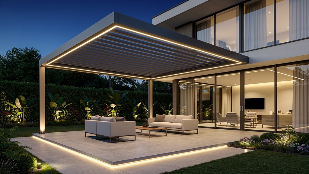 Luksusowa pergola bioklimatyczna OLKAPI – całoroczny salon na tarasie