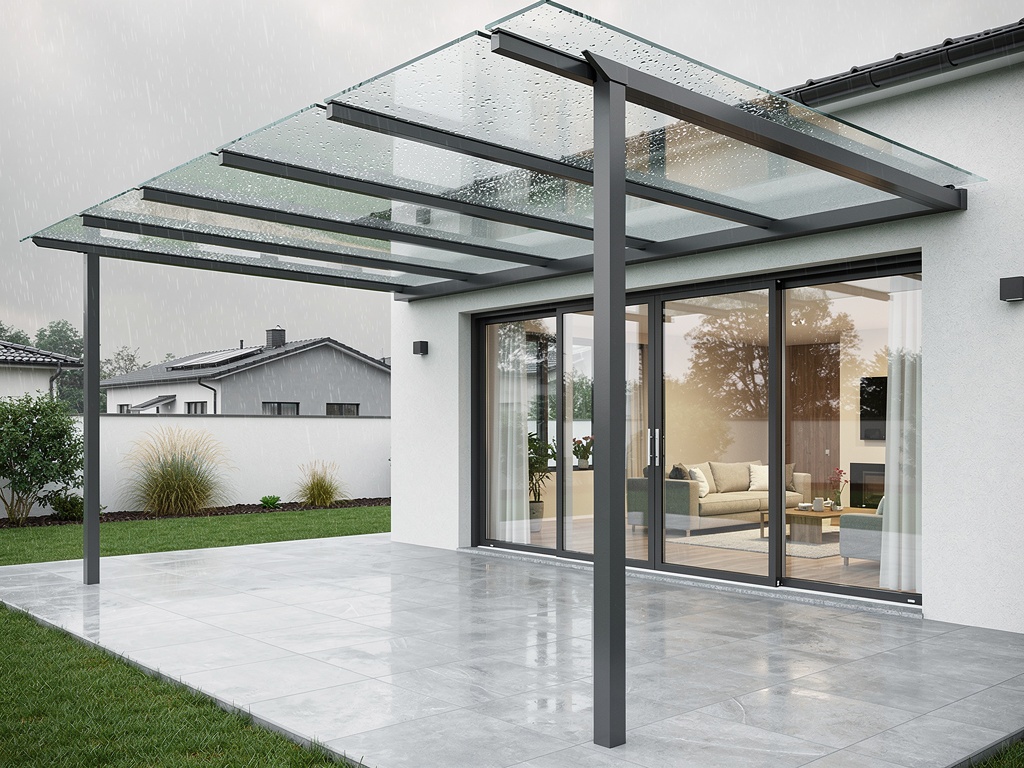 Zadaszenie tarasowe szklane i poliwęglanowe